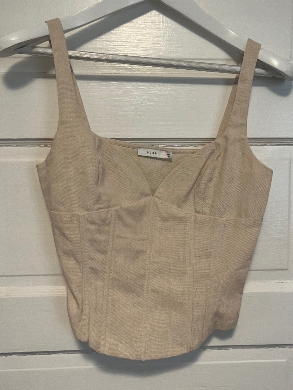 Lush Linen Beige Corset Top - Small